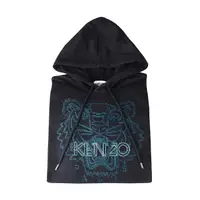 在飛比找momo購物網優惠-【KENZO】KENZO刺繡藍字LOGO大虎頭設計抽繩連帽長