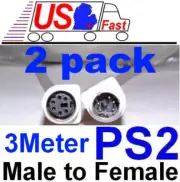 Lot2 3meter PS2 DIN6pin Male~Female Extension Cable/Cord/Wire Mouse/Keyboard/KVM