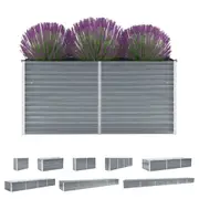 Raised Garden Bed Galvanised Steel Grey Planter Pot Box Multi Sizes vidaXL