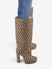 Monogram Patterned High Heel Boots