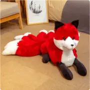 32x63cm Lifelike Nine Tails Fox Plush Toys Stuffed Animal Nine-Tailed Fox Red