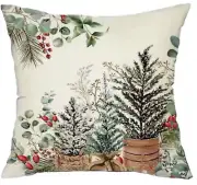 Trees Berries Plants Garden Nature Linen Throw Pillow Cover Home Decor 18x18”