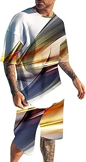 [Generic] Tuxedo for Young Men T Shirt and Shorts Two Tracksuit Set Fashion Print Short Sleeve Casual Shirt Short Pants Outfits Mens Medium Suit
