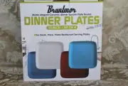 Bruntmor Square Matt Ceramic Red Dinner Plates (4) New In Box 10" Microwave Safe