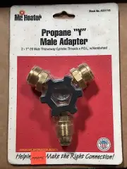 Mr. Heater Solid Brass Propane Y Male Adapter with Handwheel F271715 Nos New Old