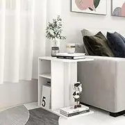 Side Table White 50x30x50 cm Engineered Wood Home Accent