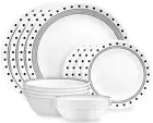 Corelle Modern City Block 16 piece Double Bowl Dinnerware Set Service for 4