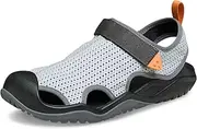 [Crocs] Men's Swiftwater Mesh Deck Sandal Sport, dark camo green/khaki, 14