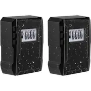 2 Pack Large Capacity Key Lock Box, Wall Mount Key Box for Car House Keys, Key Safe Security Storage Lock Box for Outdoor, Garage, Store (Black)