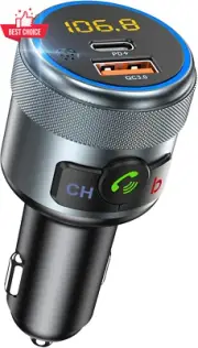 Car FM Transmitter Bluetooth 5.1 Wireless Radio Adapter Type C Fast Charger Bass