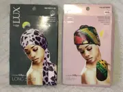 NEW LOT OF TWO QFITT LUX PRODUCTS 1 BUTTERFLY HEAD WRAP+1 PURPLE LEO LONG SCARF