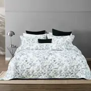 Bianca Gracie White Floral Printed Quilted Bedspread Set (Single, King Single, Double, Queen, King, Super King) or Accessories