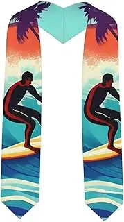 [EdWal] Hawaiian Surfer on Wavy print Graduation Stole and Sash Class for Unisex Adult Honor Stole Honor Stole of 2025