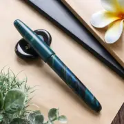 Wancher Fountain Pen True Ebonite Marble Green M-size Nib stainless 15cm
