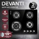 8.1kW Gas Cooktop 4 Burner 60cm Gas Cooktop NG/LPG knob CookTop Built-in 2-Yr W