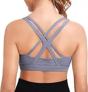 [DODOING] High Impact Sports Bras for Women Shock Absorber Support Longline Backless Tank Top Padded Bra with Criss Cross Back