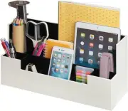 Leather Office Desk Stationery Organiser Supplies Storage Box Case Caddy Tray