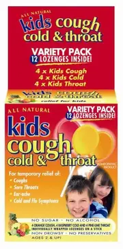 Kids Cough, Cold & Throat Lozenges On A Stick (Variety) X 12