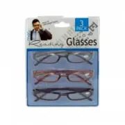 THREE (3), MEN'S READING GLASSES, LIGHTWEIGHT PLASTIC, +1.00, BROWN, GRAY, BLACK