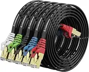 CableGeeker Cat 8 Ethernet Cable 3FT 5 Pack Black, 40Gbps 2000Mhz High Speed LAN Network Cable Gigabit Cat8 Patch Cables, Professional RJ45 Flat Internet Cable for Modem,Router,PC,PS5,Xbox,Patch Panel
