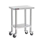 DuraSteel Food Prep Stainless Steel Table - 24 x 18 Inch Metal Table Cart - C...