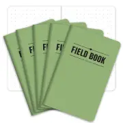 Field Notebook - 3.5"X5.5" - Green - Dot Graph Memo Book - Pack of 5