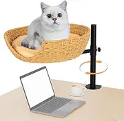 FAHKNS Cat Desk Bed, Adjustable Height, 360 Rotating cat Desk Bed,Cat Hammock for Desk Window,Supports up to 45lbs
