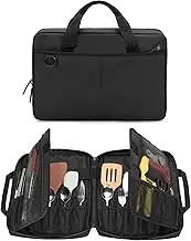 samdew Chef Knife Bag with 20+ Slots, Professional Chef Storage Case with Lockhole & Multiple Pockets, Knife Carrier Travel Knife Roll Bag for Kitchen Tools & Chef Utensils, Patent Design, Bag Only