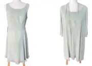 Azazie Dress Size A12 Shirley Dusty Sage Green Sleeveless Chiffon Sheer Jacket
