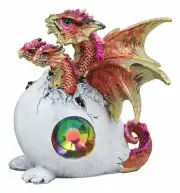 Solar Raeon Crystal Hydra 3 Headed Dragon Hatchling In Egg Shell Statue Decor