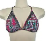 Pink Halter Triangle String Bikini Top Mesh swim bathingsuit swimwear Mossimo M