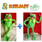 2 KERMIT MUPPETS TOYS RANA RENE HAND PUPPET SESAME STREET TITERE JUGUETE MUÑECO
