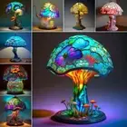 Vintage Painting Glass Mushroom Table Lamp Mushroom ,Stained Glass Plant Series