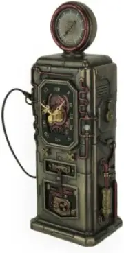 Steampunk Fuel Pump Dispenser Working Clock Tower Statue 11.25" Tall