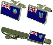 [Select Gifts] Montserrat Flag Cufflinks Tie Clip Matching Box Gift Set