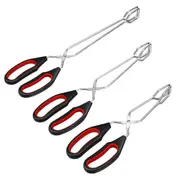 3 Pack Cooking Scissor Tongs Kitchen Baking Bread Food Tong Barbecue Grilling Tongs As Shown