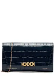 Victoria Beckham Crocodile-effect Leather Wallet-on-chain - Dark Green ONE SIZE