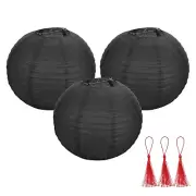 3 Pcs Black Round Paper Lanterns 14 Inch Paper Lantern Party Decorations
