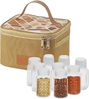 Travel Condiment Kit, Camping Condiment Bottle | Portable Travel Condiment Holder Shaker | Camping Shaker Travel Holder - Large Capacity Leak Proof Transparent Bottle in 600D Oxford Cloth Bag for