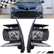 Pair of Fog Lights Lamps w/Black Cover Switch kits For 2018-2019 Toyota Sienna (for: Toyota)
