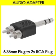 6.35mm Stereo Plug to 2RCA Plug Adapter 1/4" to Two RCA Audio Splitter Converter