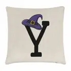 Letter Y Witches Wizard Hat Cushion Cover Pillow Funny Witch Halloween Alphabet