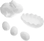 QUMIIRITY Unfinished Easter Eggs Craft Set Hand Drawn Design Foam Eggs for Kids White Decorative Ornaments Paintable for Parties