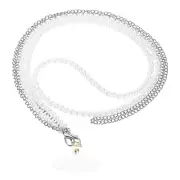 Pearl Crossbody Phone Lanyard, Cell Phone Chain Strap with Tether Patches Silver