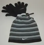 Nike Boys 2 Pc Reversible JDI Beanie / Stocking Hat Cap & Gloves Combo 9A2776