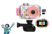 Toy Kids Camera Portable Water Resistance Sports Camcorder with 32GB Memory Card for Outdoor Sports-Pink