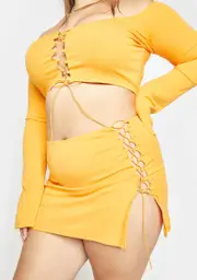 [HOROSCOPEZ] Plus Burst Of Fun Lace-Up Mini Skirt