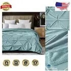 King Size Super Soft Minky Blanket - 108" x 90" Pinched Pleat Design Spa Blue