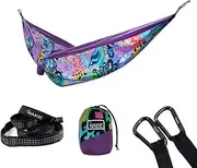 Nakie Double Hammock with Straps - World's First Recycled Hammock. Compact, Light Weight Portable, Camping, Travel and Hiking
