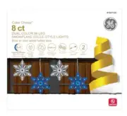 8 Count GE Color Choice Dual Color White & Blue LED Snowflake Lights 1041106 7ft